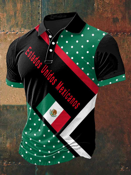 Camiseta estampada de manga corta con cuello polo