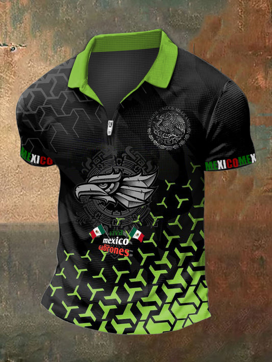 Camiseta de manga corta con estampado mexicano para hombre