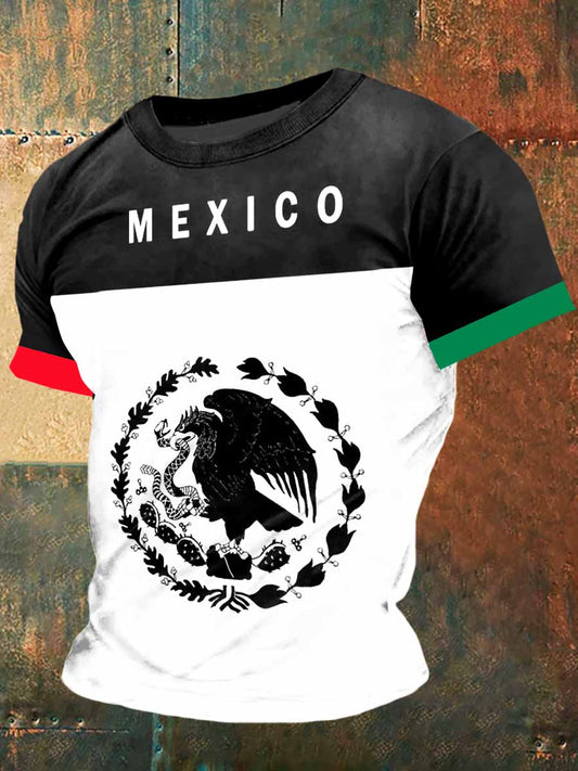 Camiseta de manga corta México Print Vintage Fashion para hombre