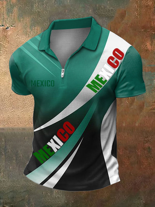 Camiseta de manga corta con estampado mexicano para hombre
