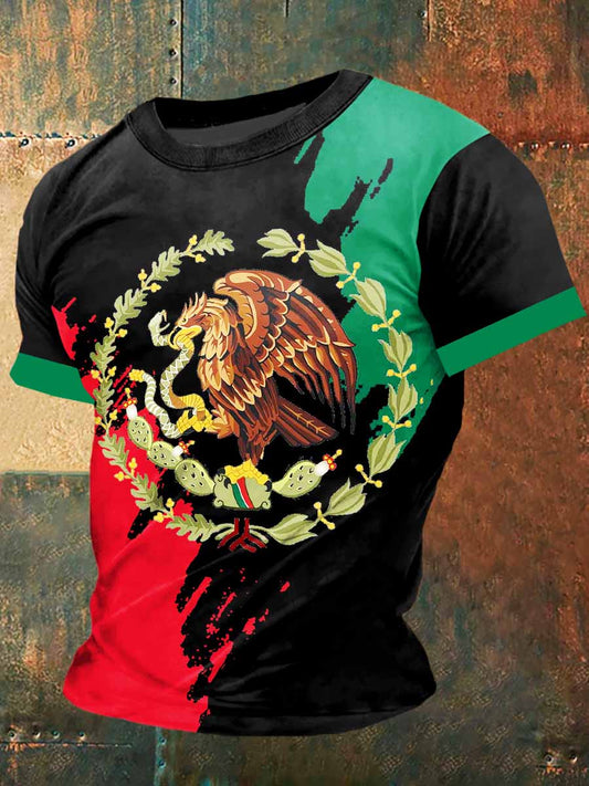 Camiseta de manga corta México Print Vintage Fashion para hombre