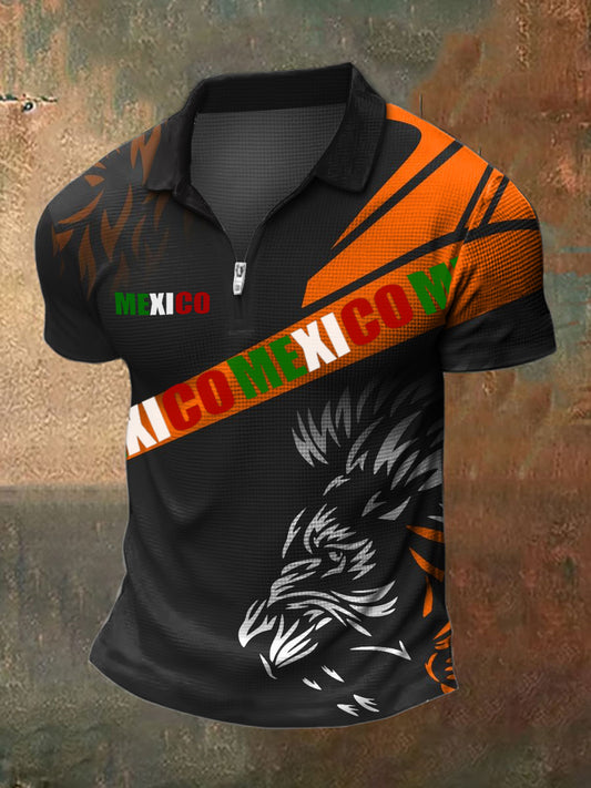 Camiseta de manga corta con estampado mexicano para hombre
