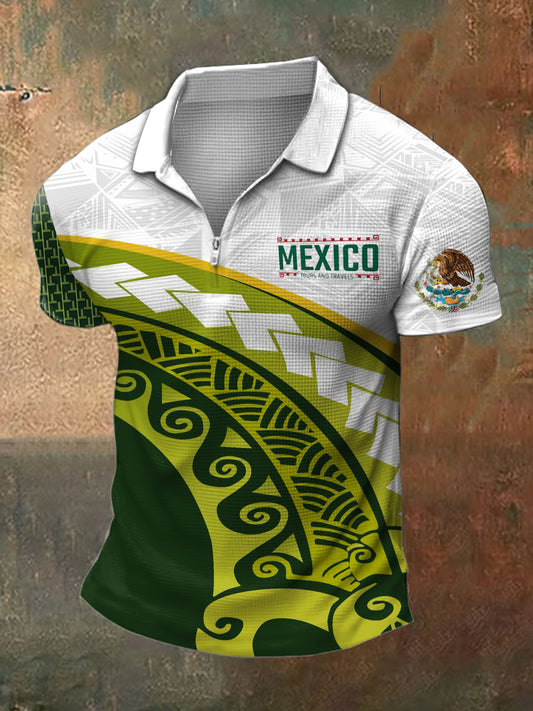 Camiseta de manga corta con estampado mexicano para hombre