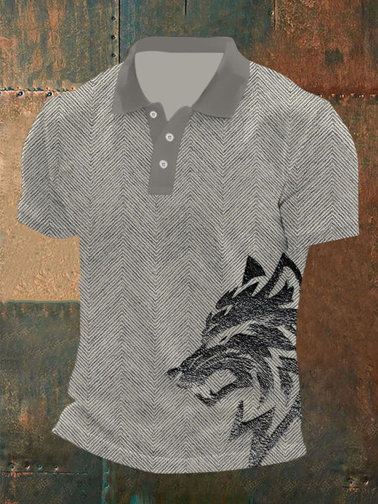 Camiseta del lobo del negocio de los hombres