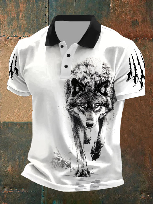 Tops casuales de la impresión del lobo del rasguño de los hombres