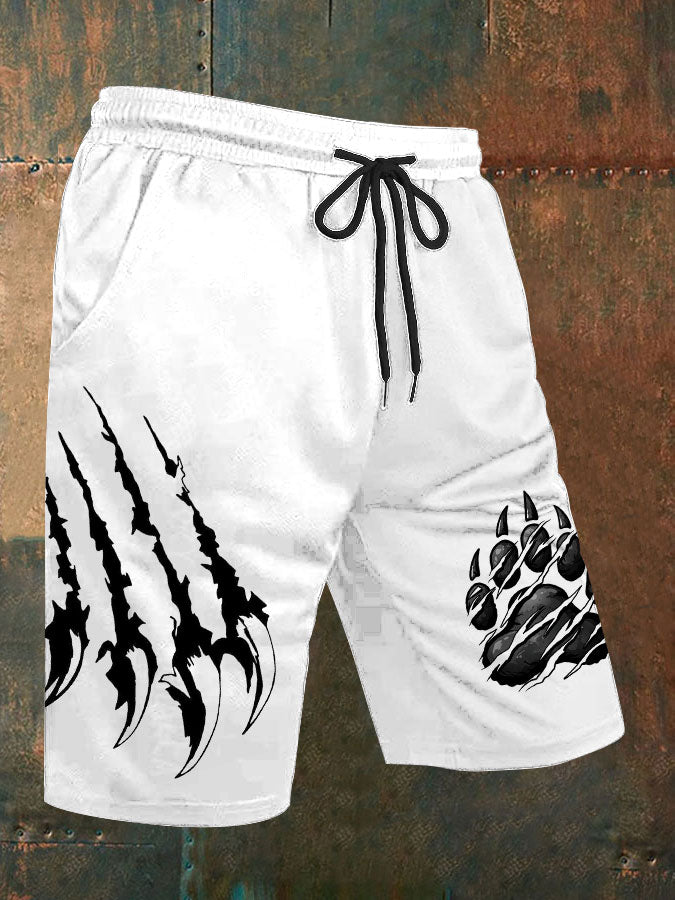 Hombres Wolf Claw Scratch Imprimir Casual Shorts