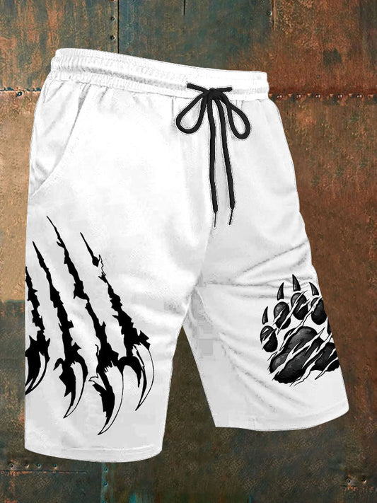 Hombres Wolf Claw Scratch Imprimir Casual Shorts