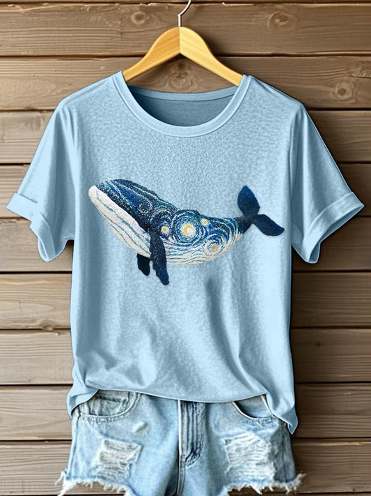 La pintura al óleo de las mujeres inspiró la camiseta del patrón de la ballena
