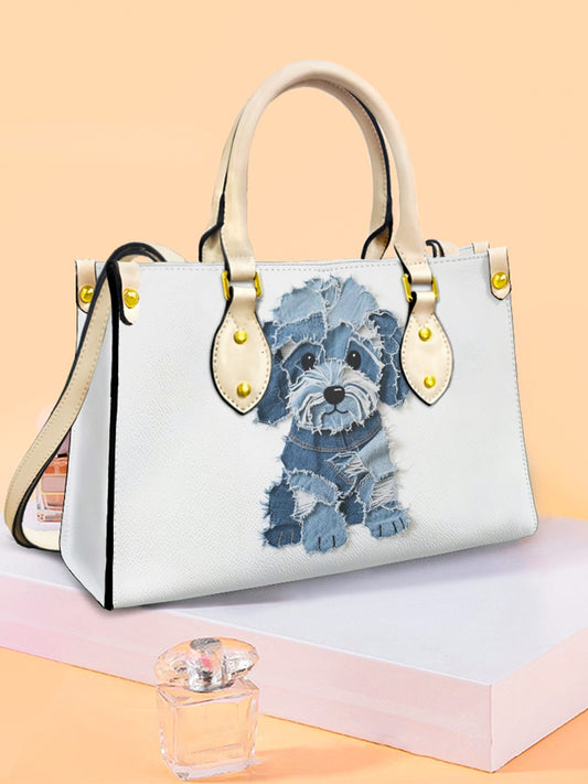 Bolso de hombro del totalizador del cuero del arte del remiendo del perro de las mujeres
