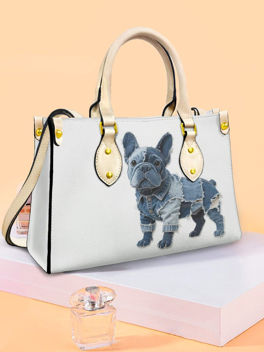Bolso de hombro Bulldog Patchwork de cuero de mujer