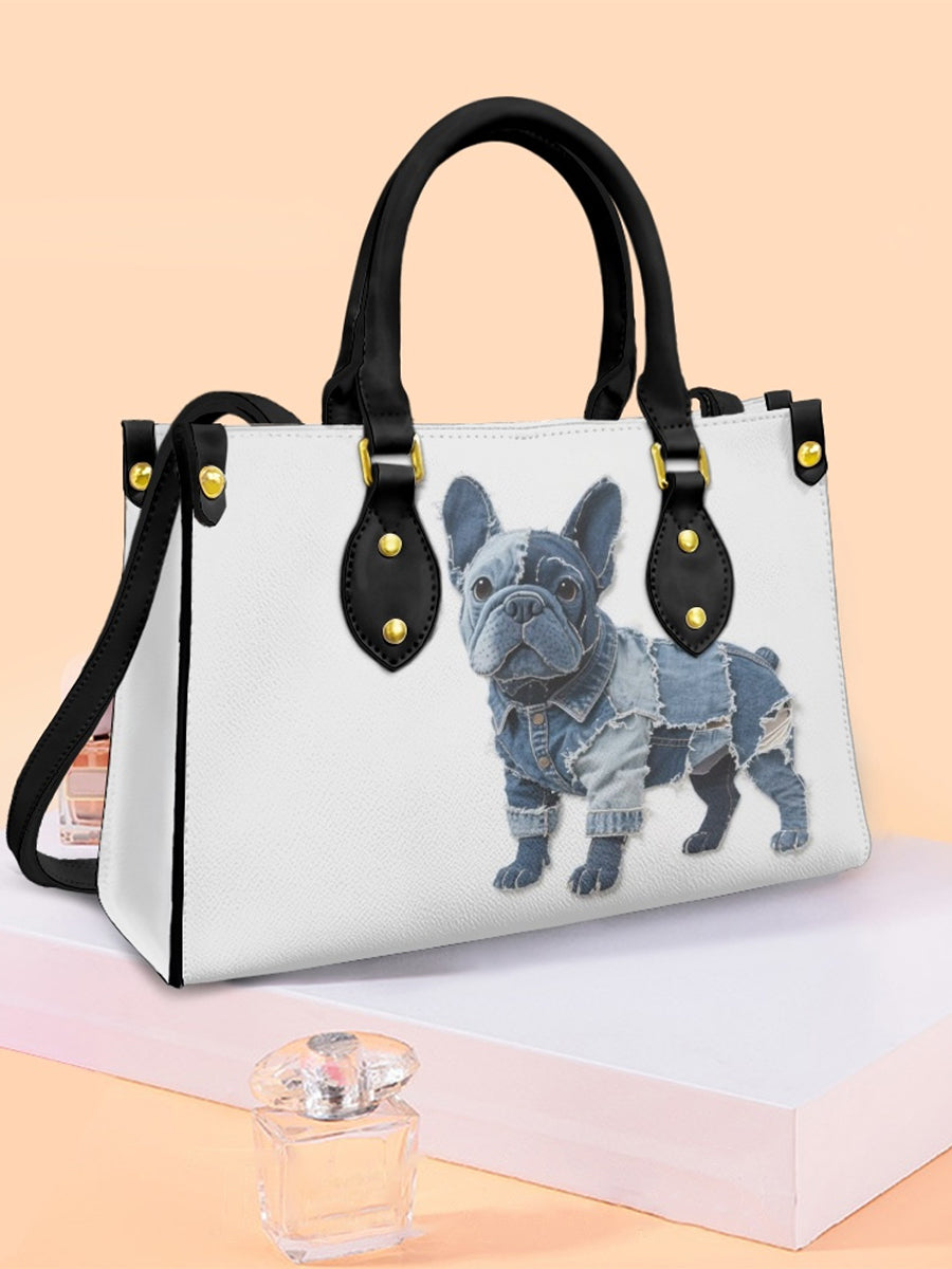 Bolso de hombro Bulldog Patchwork de cuero de mujer