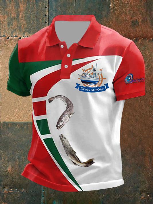 Polo casual estampado de bandera de México para hombre
