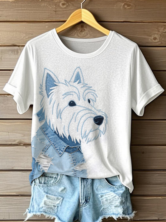 Camiseta West Highland White Terrier Patchwork Art para mujer