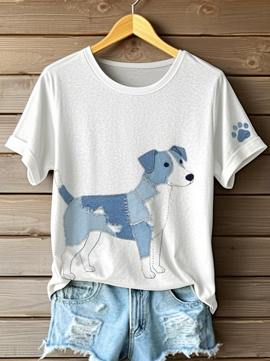 Camiseta de mujer Jack Russell Terrier Pattern Patchwork Art