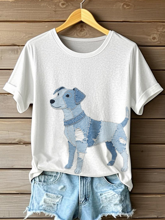 Camiseta de mujer Jack Russell Terrier Pattern Patchwork Art