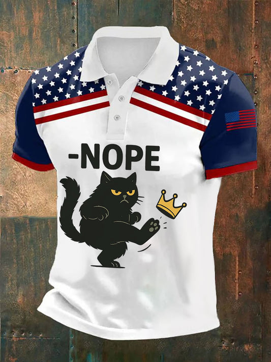 Hombres NOPE No Kings In America Black Cat Impreso Camisa