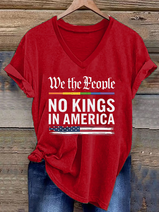 Mujer We The People No Kings In America V-Neck Tee