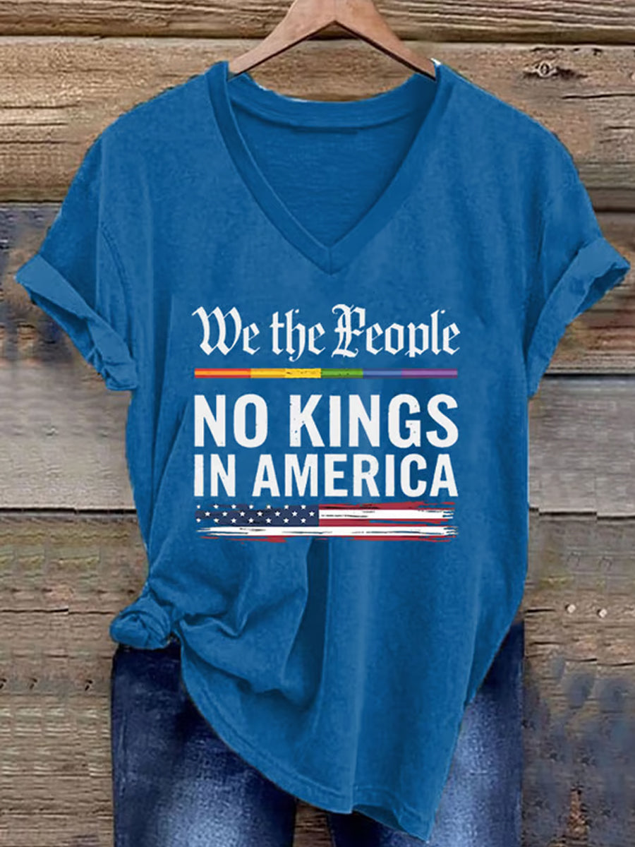 Mujer We The People No Kings In America V-Neck Tee