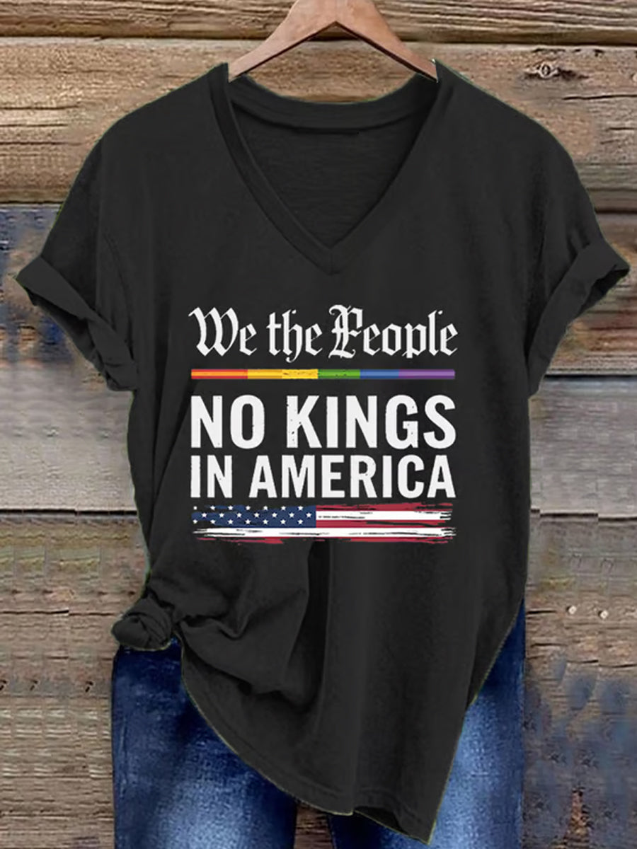 Mujer We The People No Kings In America V-Neck Tee