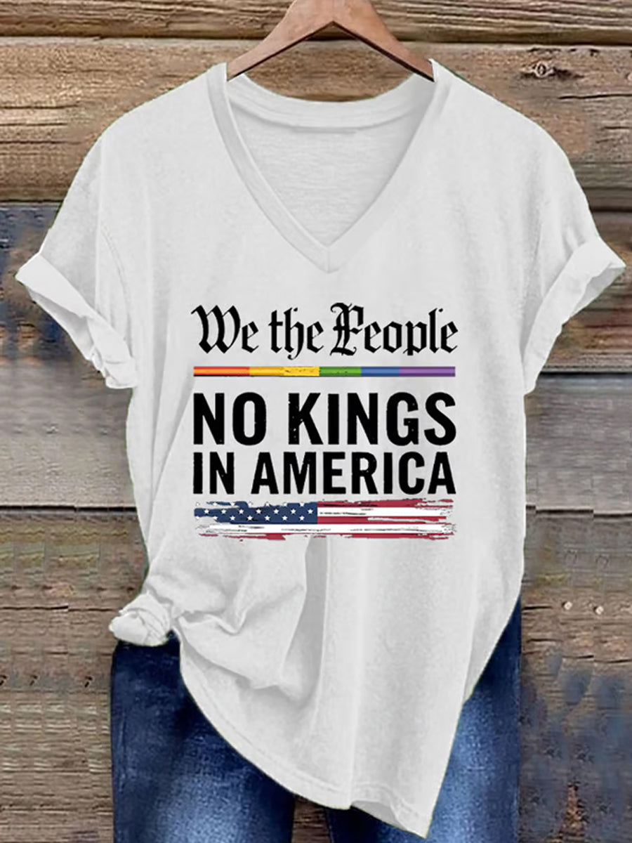 Mujer We The People No Kings In America V-Neck Tee
