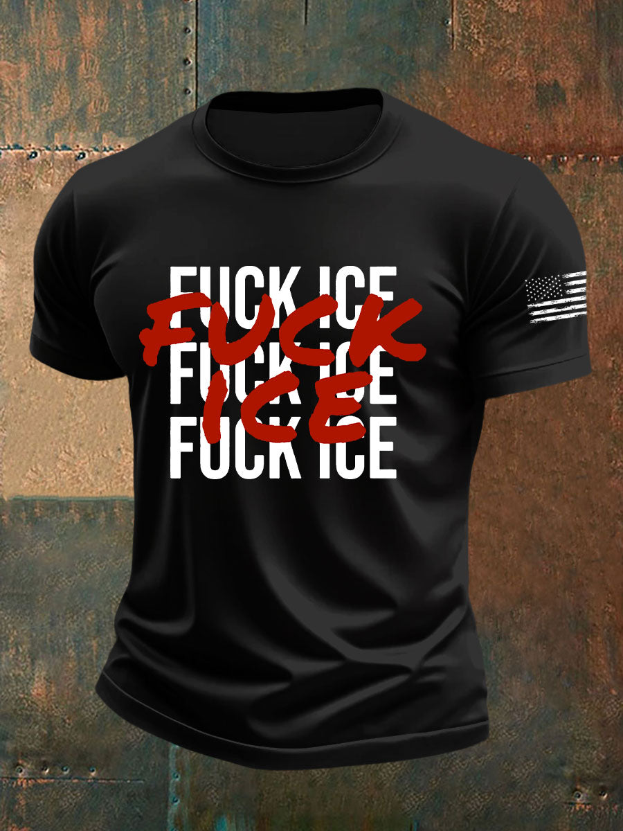 Fuck ICE Impreso Casual Camiseta para hombre