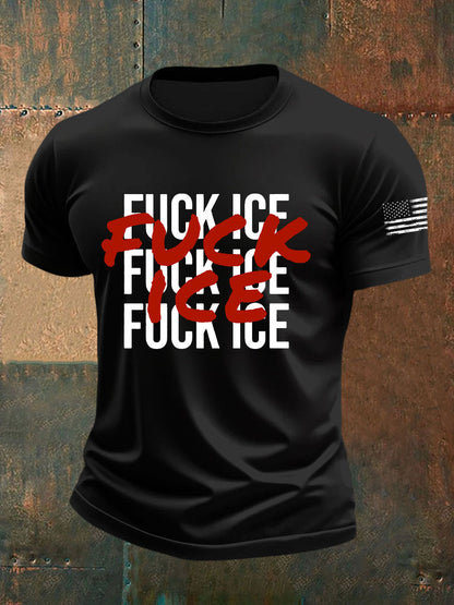 Fuck ICE Impreso Casual Camiseta para hombre