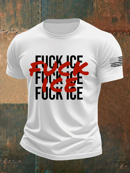 Fuck ICE Impreso Casual Camiseta para hombre