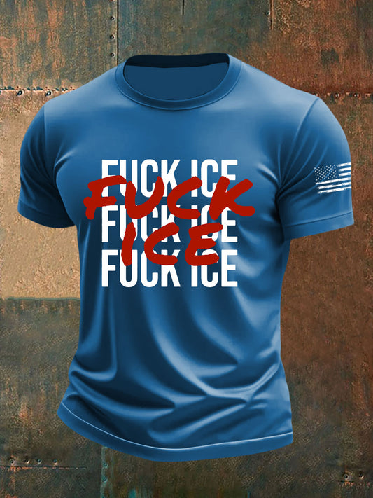 Fuck ICE Impreso Casual Camiseta para hombre