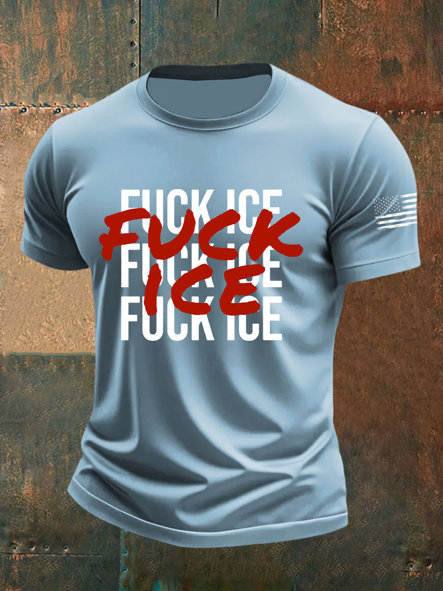 Fuck ICE Impreso Casual Camiseta para hombre