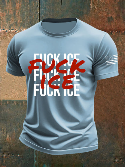 Fuck ICE Impreso Casual Camiseta para hombre