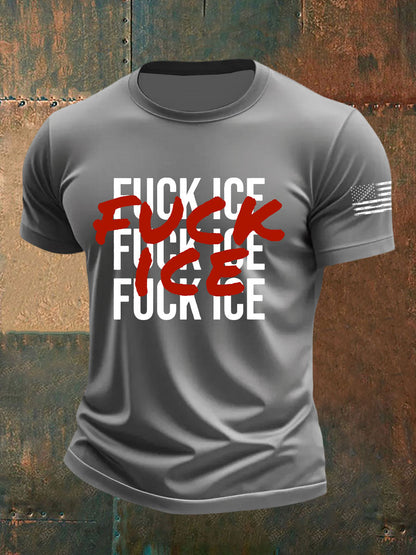 Fuck ICE Impreso Casual Camiseta para hombre