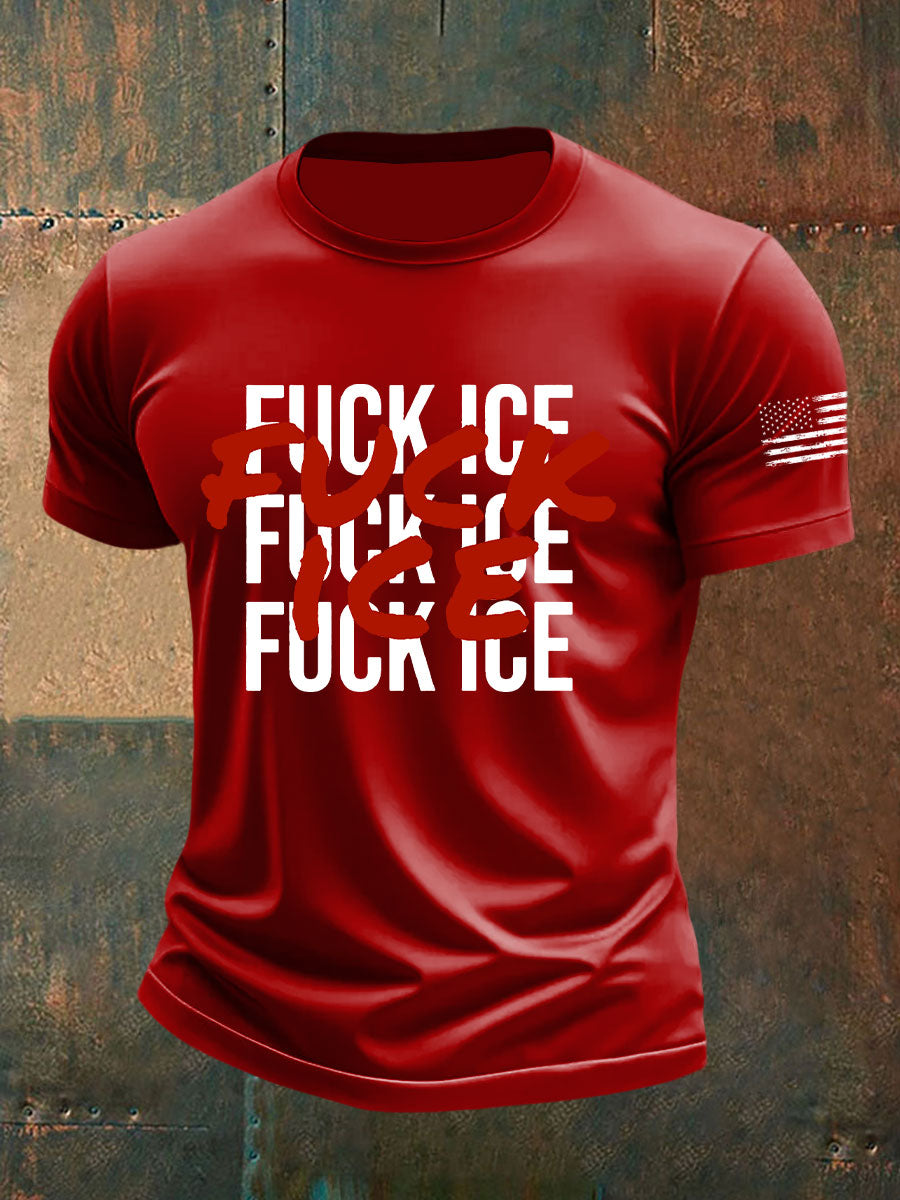 Fuck ICE Impreso Casual Camiseta para hombre