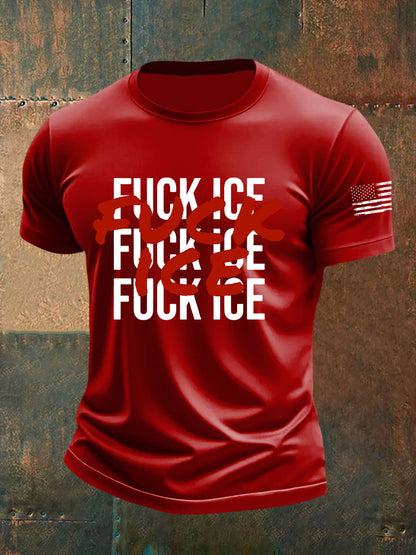 Fuck ICE Impreso Casual Camiseta para hombre