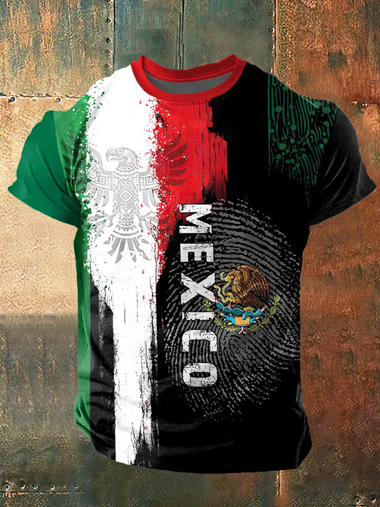 Camiseta de manga corta México Print Vintage Fashion para hombre