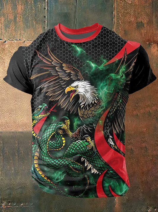 Camiseta de manga corta México Eagle Print Vintage Fashion para hombre