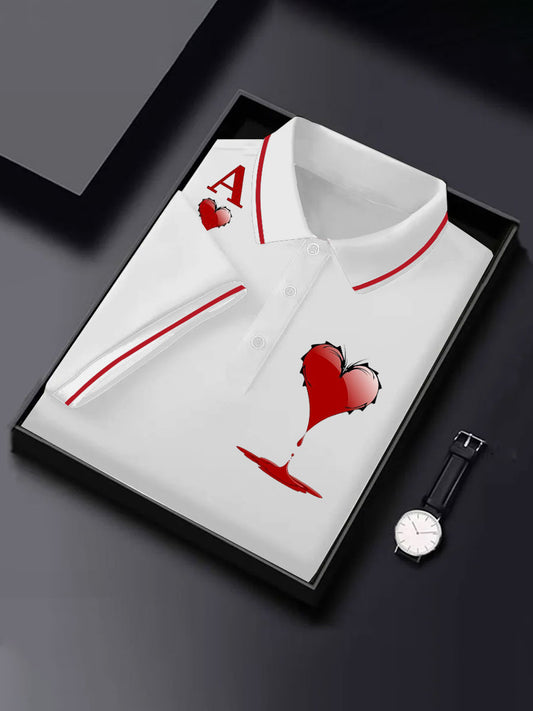 Camiseta casual del botón del póker divertido de los hombres