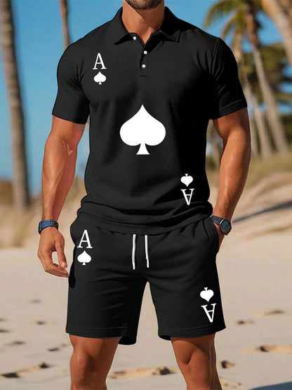 Conjunto de dos piezas de poker de manga corta para hombres