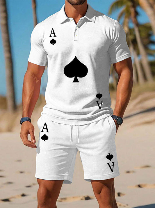 Conjunto de dos piezas de poker de manga corta para hombres