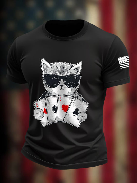 Camisetas hombre de cat texas hold'em