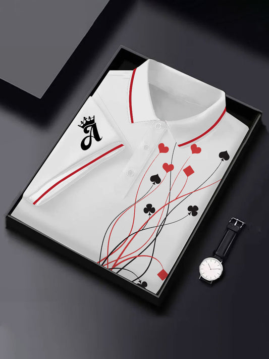 Camiseta casual del botón del póker divertido de los hombres
