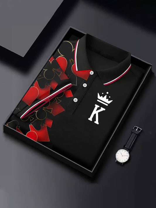 Camiseta casual del botón del póker divertido de los hombres