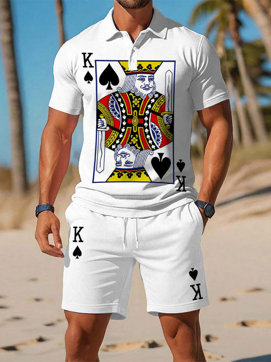Conjunto de dos piezas de poker de manga corta para hombres