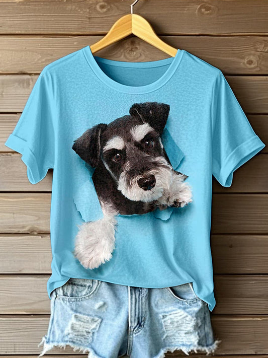 Camiseta divertida de la impresión del arte del Schnauzer de las mujeres