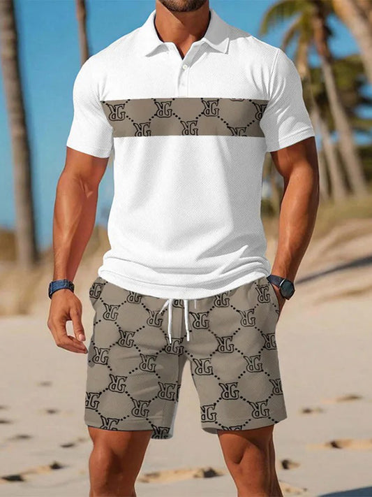 Traje de polo de manga corta de negocios casual para hombres