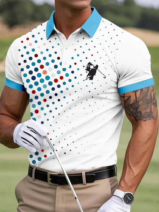 Botón de los hombres hasta la camisa de manga corta de golf de negocios casual