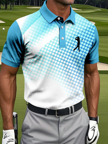 Botón de los hombres hasta la camisa de manga corta de golf de negocios casual