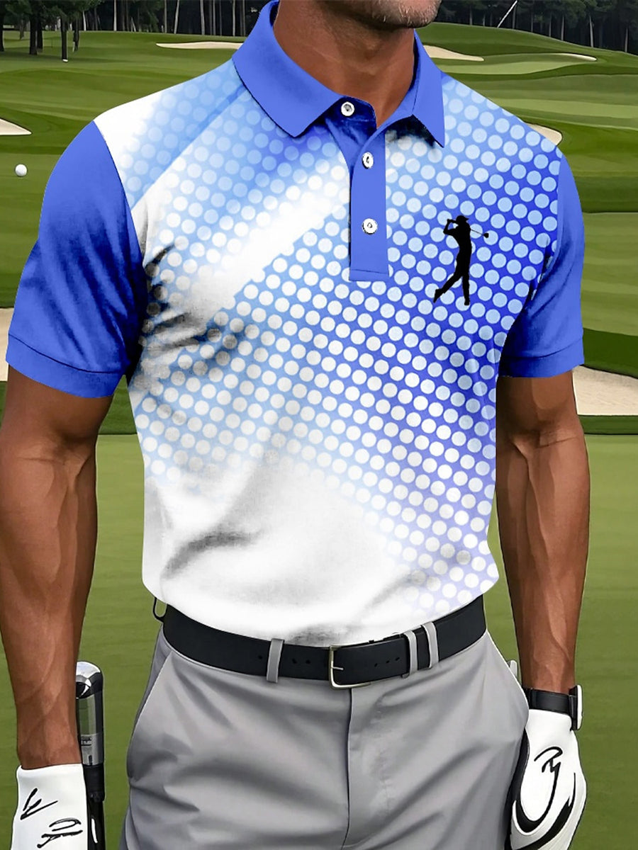 Botón de los hombres hasta la camisa de manga corta de golf de negocios casual