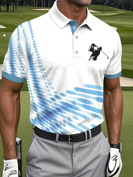 Botón de los hombres hasta la camisa de manga corta de golf de negocios casual