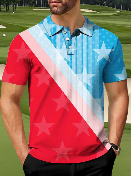 Camiseta de golf 4th of July USA Flag Print para hombre
