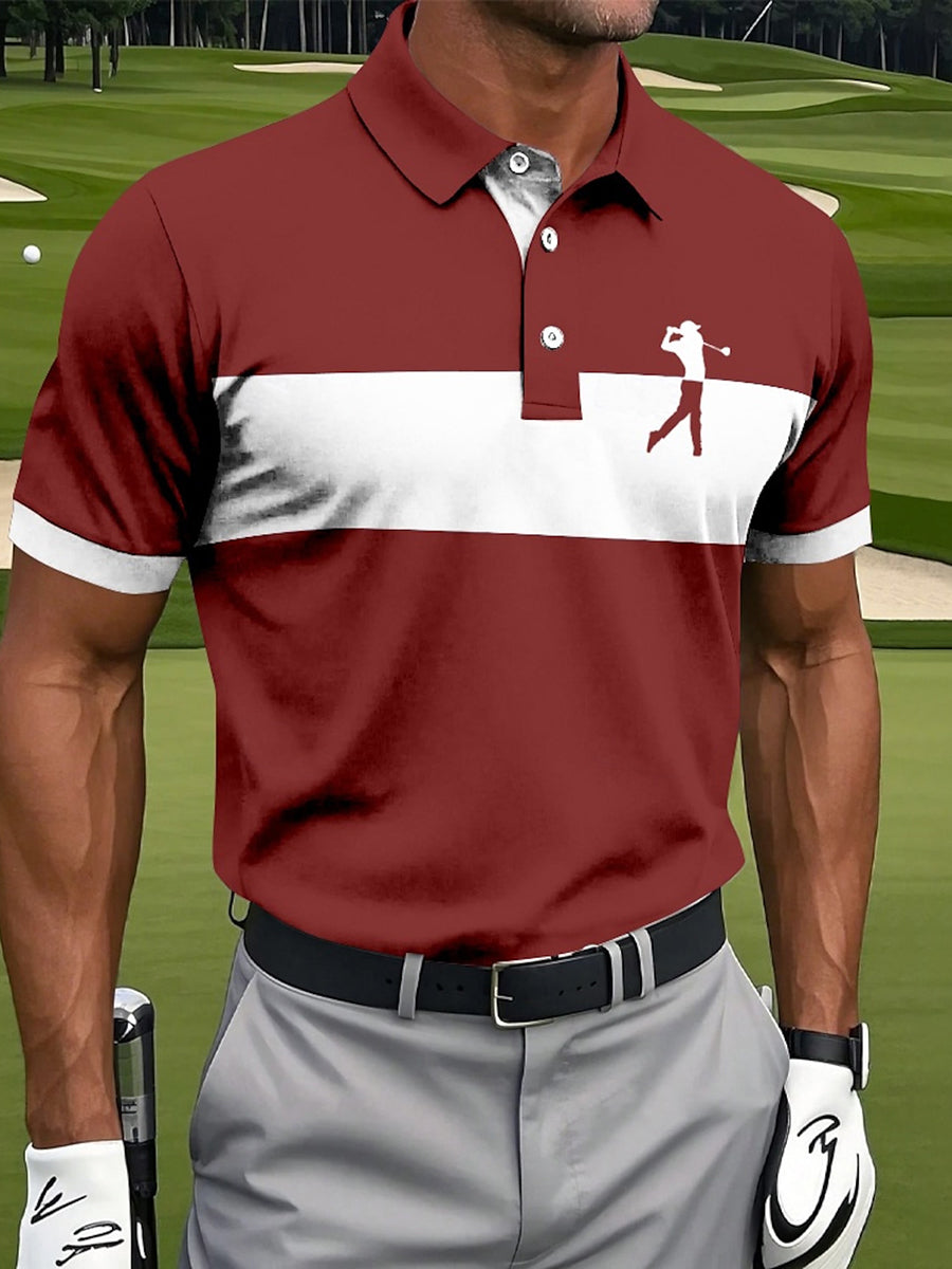 Botón de los hombres hasta la camisa de manga corta de golf de negocios casual